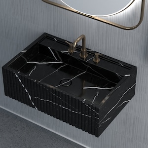 Rectangular Black marble wash basin, Marble Sink, Bathroom Sink Basin, Natural Stone Sink, luxury design bathroom rectangular vanity sink