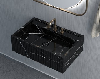 Rectangular Black marble wash basin, Marble Sink, Bathroom Sink Basin, Natural Stone Sink, luxury design bathroom rectangular vanity sink