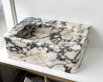 Calacatta Viola Marble Sink, Wall Mount Marble Sink, Custom Marble Sink, Hand Carved Marble Wash Basin, Luxury Bathroom Sink