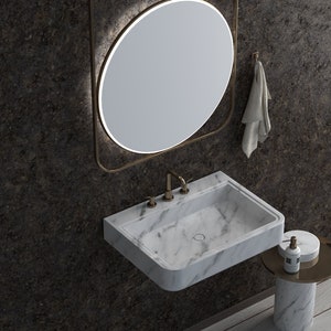 Rechteckiges Marmorwaschbecken, Marmorwaschbecken, Waschbecken im Badezimmer, Natursteinwaschbecken, Luxus-Design-Badezimmer rechteckig Waschtisch
