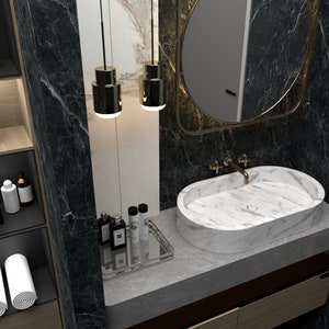 Marmor Waschbecken, Schiff, Waschbecken, Weißer Marmor, Handgefertigte Marmor Badezimmer Waschtisch, Naturstein Waschbecken, Waschbecken aus Weißem Marmor