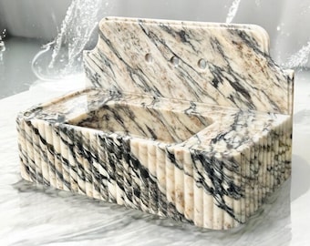 Calacatta Viola Backsplash Marble Sink With Ribbed on Three Side, Marble Sink, Custom Order Marble Sink, Luxury Marble Sink, Wall Mount Sink