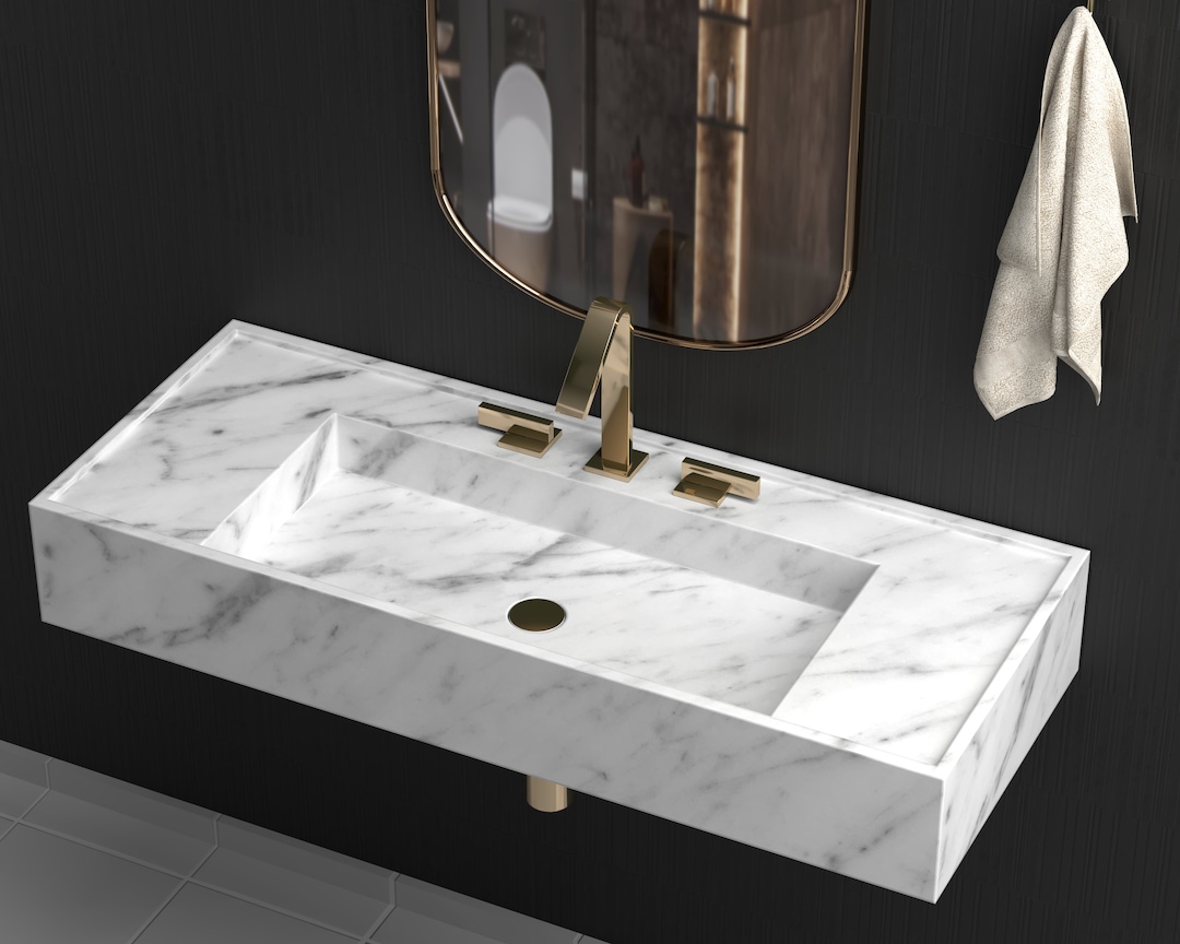 Cararra White Marble Sink Wall Mount Marble Sink Marble Bathroom Sink ...