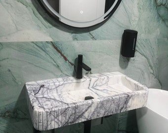 Lilac Marble Sink, Wall Mount Marble Sink, Custom Marble Sink, Hand Carved Marble Wash Basin, Luxury Bathroom Sink