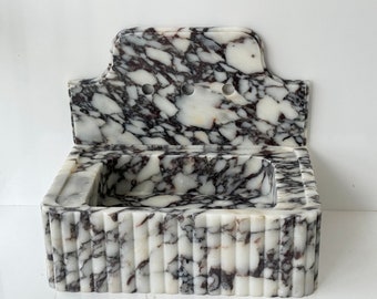 Calacatta Viola Marble Sink: Ribbed Wall Mount Vanity