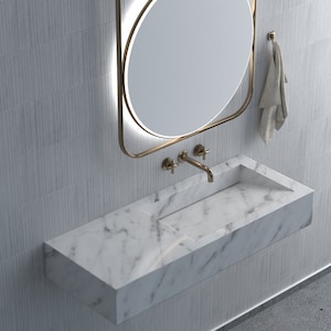 Rechteckiges Calacatta Marmor Waschbecken, Marmor Waschbecken, Waschbecken aus Naturstein, Luxus Design Badezimmer