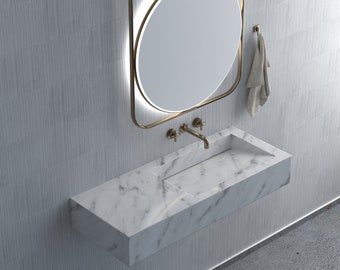 Rectangular Calacatta white marble wash basin, Marble Sink, Bathroom Sink Basin, Natural Stone Sink, luxury design bathroom