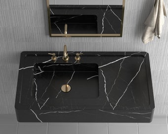 Rectangular Black marble wash basin, Marble Sink, Bathroom Sink Basin, Natural Stone Sink, luxury design bathroom rectangular vanity sink