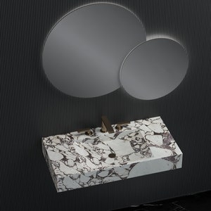 Handmade Calacatta Viola Marble Sink: Rectangular Bathroom Basin (31x16x5&quot; inches)