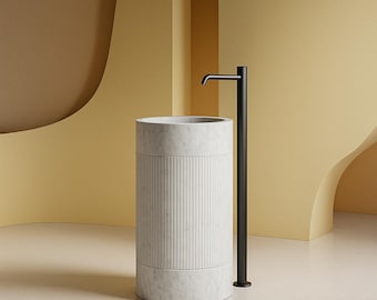 Carrara White Marble Bathroom Sink: Handmade Funnel Washbasin
