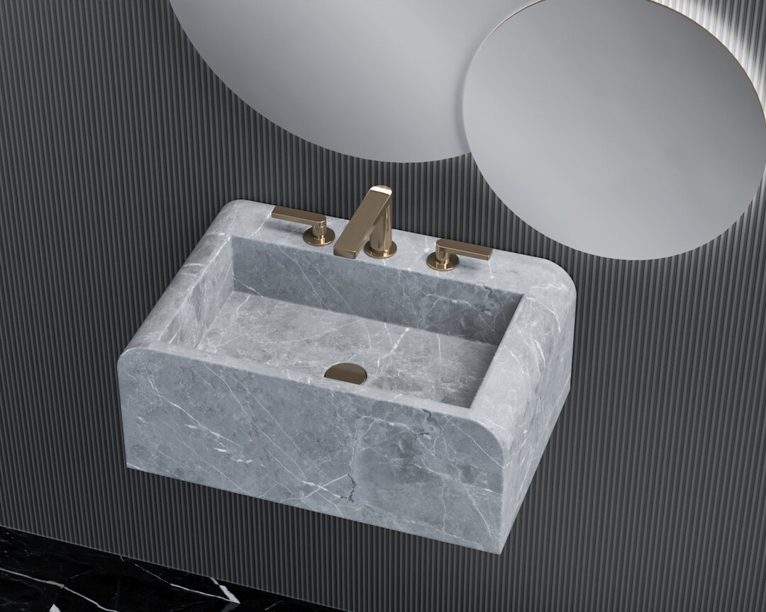 Grey Marble Sink Wall Mount Marble Sink Marble Bathroom Sink Powder ...
