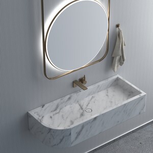 Rechteckiges Calacatta Marmor Waschbecken, Marmor Waschbecken, Waschbecken aus Naturstein, Luxus Design Badezimmer
