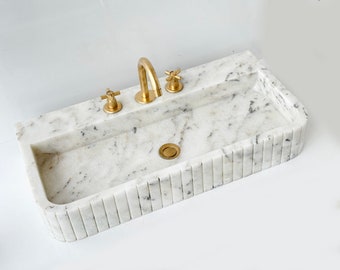 White Carrara Marble Sink, Wall Mount Marble Sink, Custom Marble Sink, Hand Carved Marble Wash Basin, Luxury Bathroom Sink