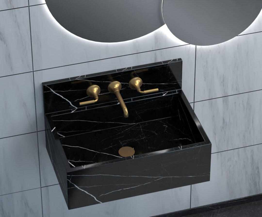 Back Splash Black Marble Sink Bathroom for Marble Sink bowl Etsy