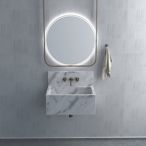 Handmade Marble Vessel Sink: White Stone Bathroom Basin