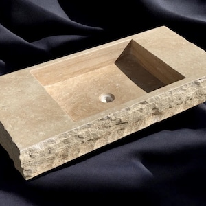 Travertine marble sink, luxury interior bathroom handmade stone sink wash basin, high quality white stone sink,