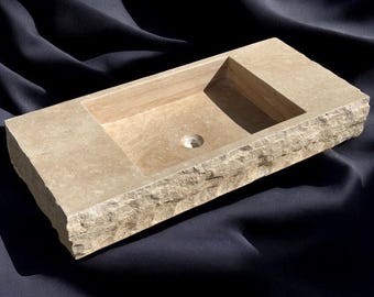 Travertine Marble Sink, Wall Mount Marble Sink, Custom Marble Sink, Hand Carved Marble Wash Basin, Luxury Bathroom Sink