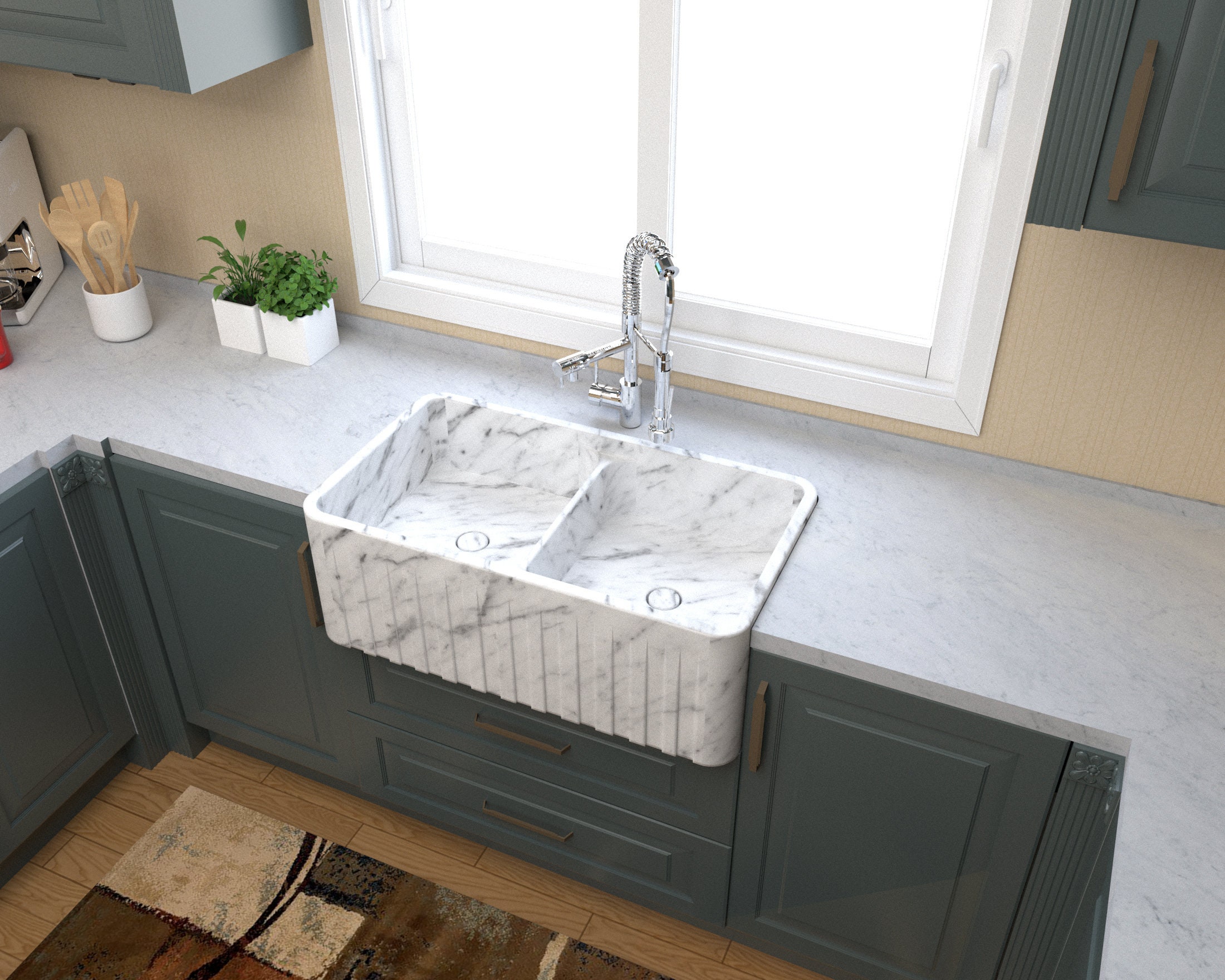 Farmhouse Marble Sink , Farmhouse Calacatta Marble Sink ,farmhouse ...