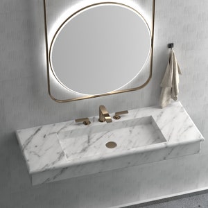 Rechteckiges Calacatta Marmor Waschbecken, Marmor Waschbecken, Waschbecken aus Naturstein, Luxus Design Badezimmer