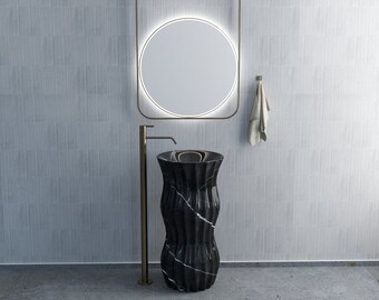 Handmade Black Marble Funnel Washbasin: Unique Bathroom Sink