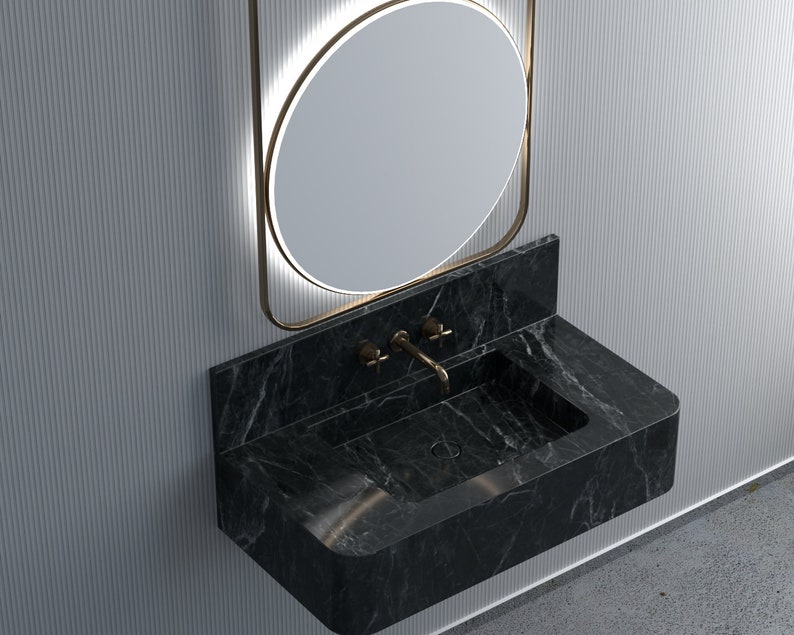 Back Splash Carrara Black Marble Sink, Bathroom for Marble Sink ,bowl