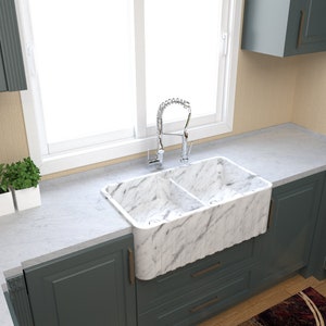 Farmhouse Marble sink , Farmhouse calacatta marble sink ,Farmhouse Sinks - Beachfront Decor,Arabescato Marble Sinks