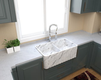 Farmhouse Marble sink , Farmhouse calacatta marble sink ,Farmhouse Sinks - Beachfront Decor,Arabescato Marble Sinks