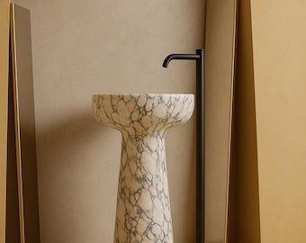 Calacatta Viola Marble Funnel Washbasin: Handmade Bathroom Sink