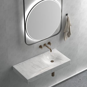 Rechteckiges Calacatta Marmor Waschbecken, Marmor Waschbecken, Waschbecken aus Naturstein, Luxus Design Badezimmer