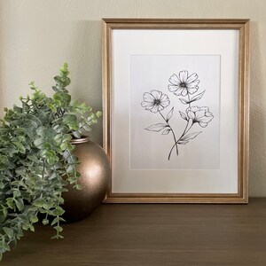 October Birth Month Flower- Cosmos | Physical Print | B/W