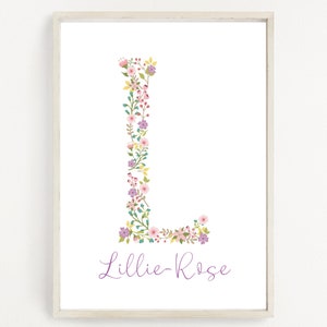 Floral Initial Print | Personalised Name Art| Custom Name Print | Print gift | New Home | Wall Art | FRAME NOT INCLUDED