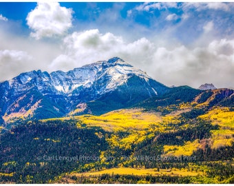 Whitehouse Mountain Dressed In Gold, Ouray, Colorado,  San Juan Mountains, Landscape Art Print, Fine Wall Art, Living Room Art