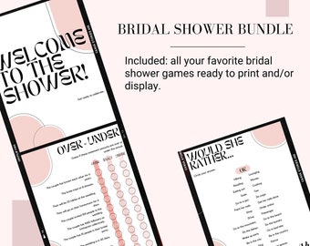 Digital Instant Download Bridal Shower Bundle - Tout ce dont vous avez besoin pour une douche ! Jeux, affiches, cartes !