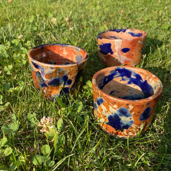 Paint splatter pots | Set of 3 planters | Cool paint pots | Paint splatter pottery | Paint splatter ceramics | Trippy pottery | Colorful pot