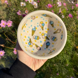 Porcelain ice cream bowl | Handmade ceramic ice cream bowl | Cute ice cream bowl | Cute pottery bowls