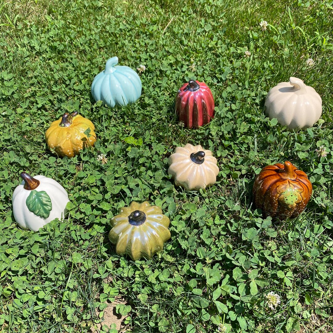Pumpkin Pottery Ceramic Pumpkins Colorful Handmade Ceramic Etsy