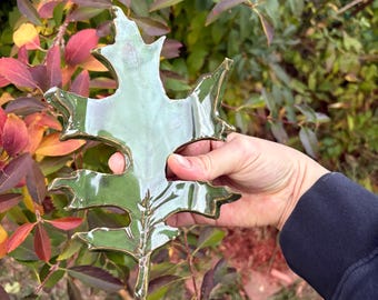 Handmade Ceramic Oak Leaf Plate | Thanksgiving Fall Decor