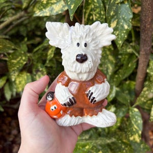 Handmade Ceramic Westie Dog Halloween Decoration with Pumpkin