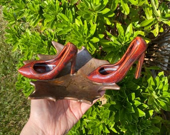 Maple Leaf Ceramic Jewelry Dish with High Heels | Fall Decor