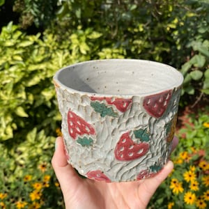 Large strawberry planter | Strawberry pots ceramic pottery