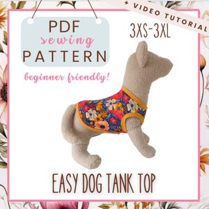 Patrón de camiseta sin mangas para perro / Patrón de costura VFI para ropa bonita para perro / Ropa para perro de primavera/verano