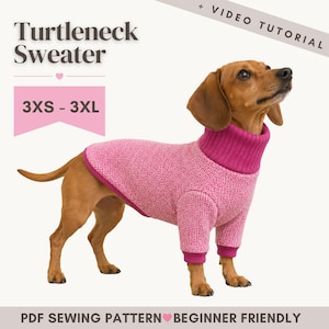 Patrón de costura para jersey de cuello alto para perro: Ropa para perros DIY (Descarga en PDF)