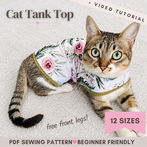 DIY Cat Shirt Pattern: Easy Sew Sleeveless Cat Clothes (Digital Download