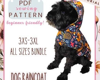Dog Raincoat Sewing Pattern PDF: Hooded Coat, Easy DIY Pet Apparel for winter