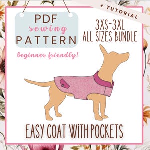 Dog Coat Sewing Pattern with Pockets: 3XS-3XL Sizes (PDF Pattern)