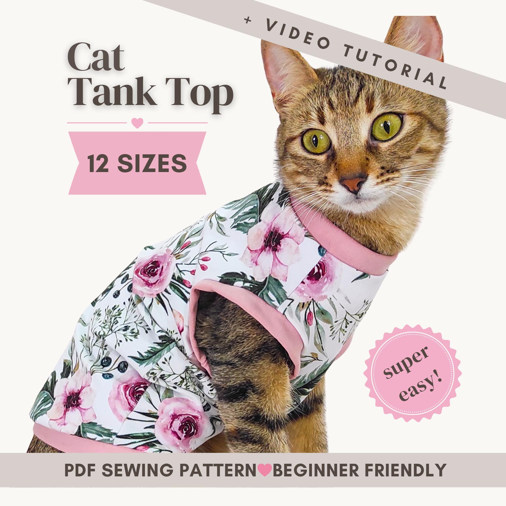 Cat Tank Top Sewing Pattern (PDF) - Beginner Pet Clothes - Etsy Norway