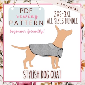Dog Clothes PDF Pattern | Stylish DIY Dog Coat Sewing Pattern for Small and Large Dogs | Cute Winter Raincoat Sewing Pattern