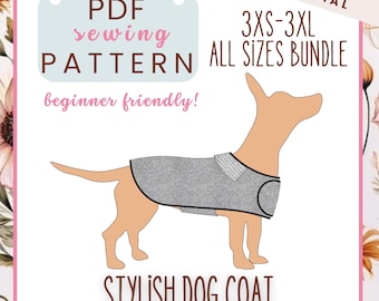 DIY Dog Coat Sewing Pattern: Stylish Winter Raincoat (PDF Download, 3XS-3XL Sizes)