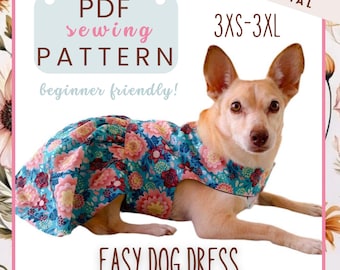 Dog Dress Sewing Pattern with Ruffled Skirt, (PDF Download)
