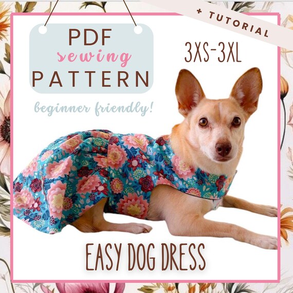 Dog Dress Sewing Pattern with Ruffled Skirt, (PDF Download)